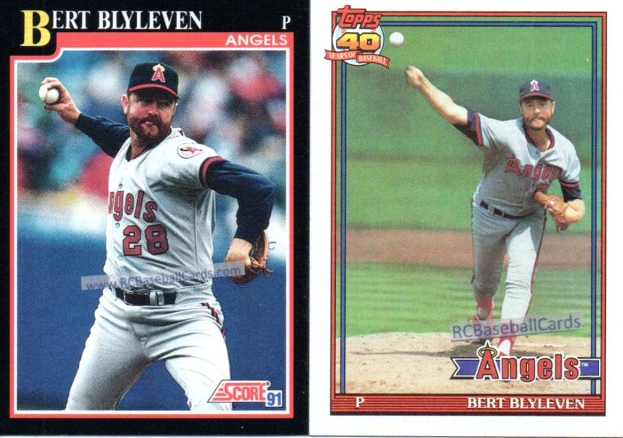 1991 Bert Blyleven, Angels, 1 Score #235 & 1 Topps #615, #B16965