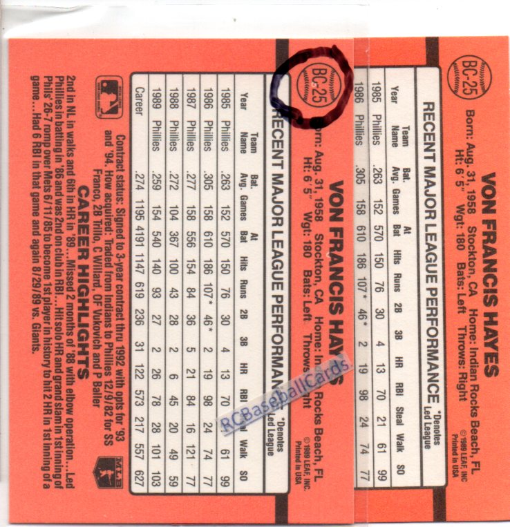 1990 Baseball Error Trading Cards for sale. - Baseball Cards by ...